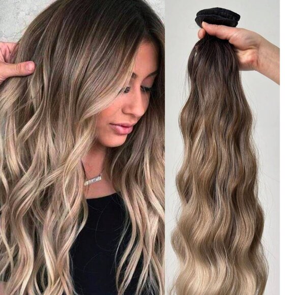 CLIP IN HAIR EXTENSIONS -Luxury Balayage / OmbreSoft Blonde inCurly …